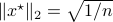 |x^{star}|_2=sqrt{1/n}