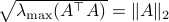 sqrt{lambda_{mathrm{max}}(A^{top}A)}=|A|_2