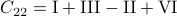 C_{22}=mathrm{I}+mathrm{III}-mathrm{II}+mathrm{VI}